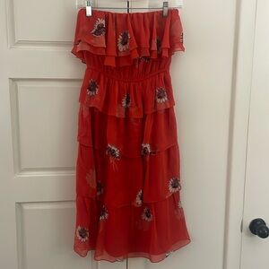 Rebecca Taylor Women's Red-orange and Blue Dress-size 2